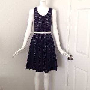 M.A.K Black white fit flare knit dress